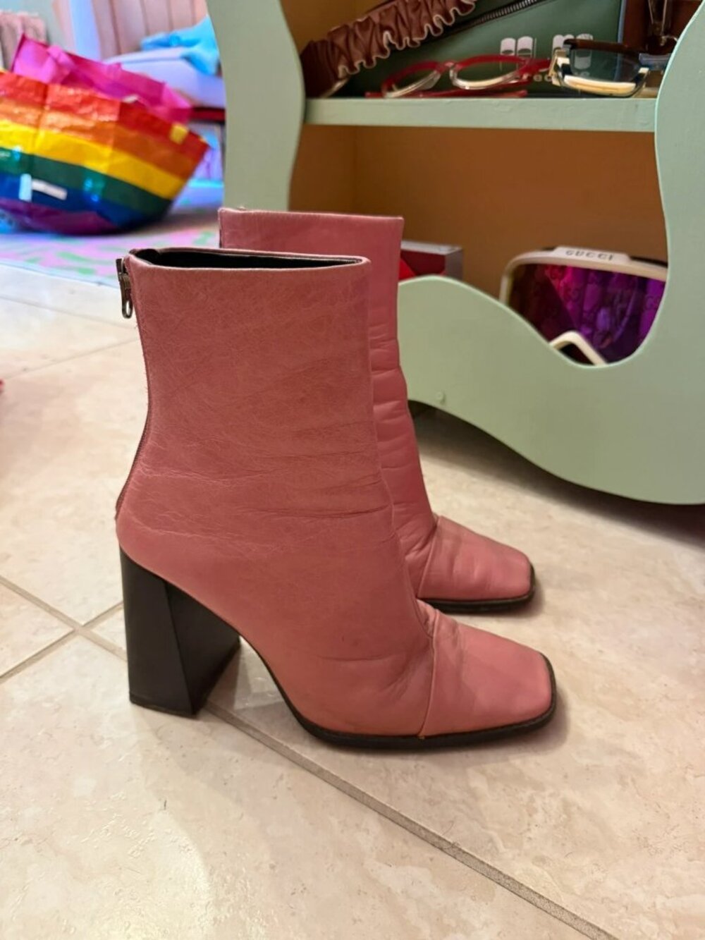 lintervalle l’intervalle pink leather ankle boots size 39 U.S. 8shoes